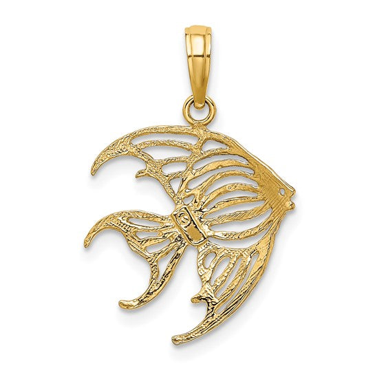 10K Yellow/White Gold Two Tone Angel Fish Charm