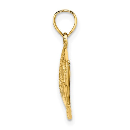 10K Yellow Gold Banner Fish Pendant