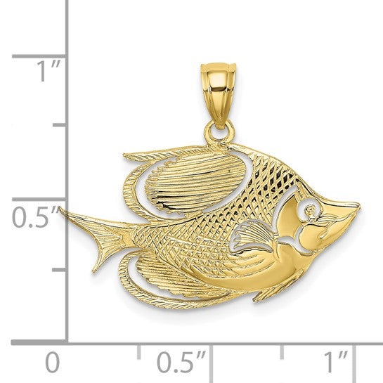 10K Yellow Gold Banner Fish Pendant