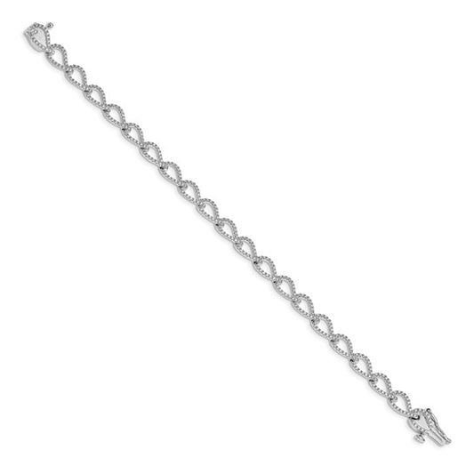 14K White Gold 1 Carat Diamond Link Bracelet