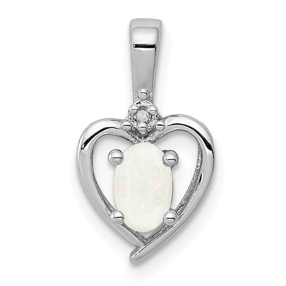 Sterling Silver Natural Opal & Diamond Pendant