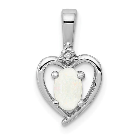Sterling Silver Natural Opal & Diamond Pendant