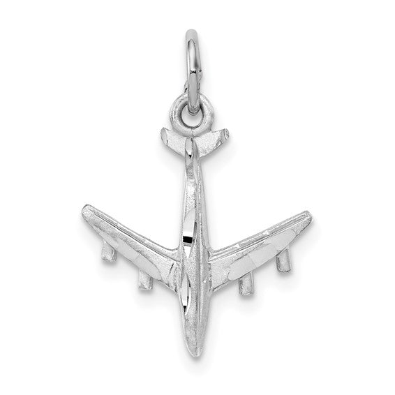 10K White/Yellow Gold Pilot 3D Airplane Pendant