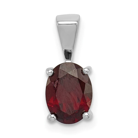 Sterling Silver 1.3 Carat Oval Solitaire Natural Garnet Pendant