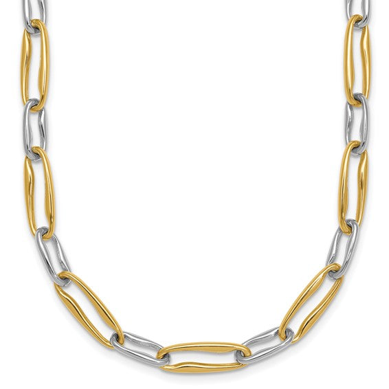14K Yellow/White Gold Two Tone Alternating Link Paperclip Chain