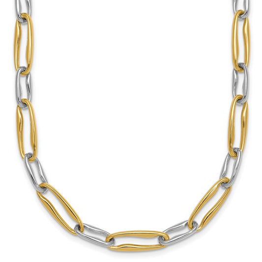 14K Yellow/White Gold Two Tone Alternating Link Paperclip Chain
