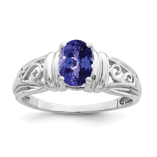 14K White Gold .8 Carat Natural Tanzanite Cut Out Ring