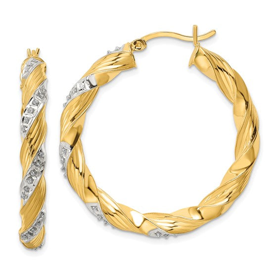 Yellow Gold Filled Sterling Silver Twisted Hoop Earrings