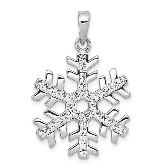 White Gold Filled Crystal Accent Snowflake Pendant