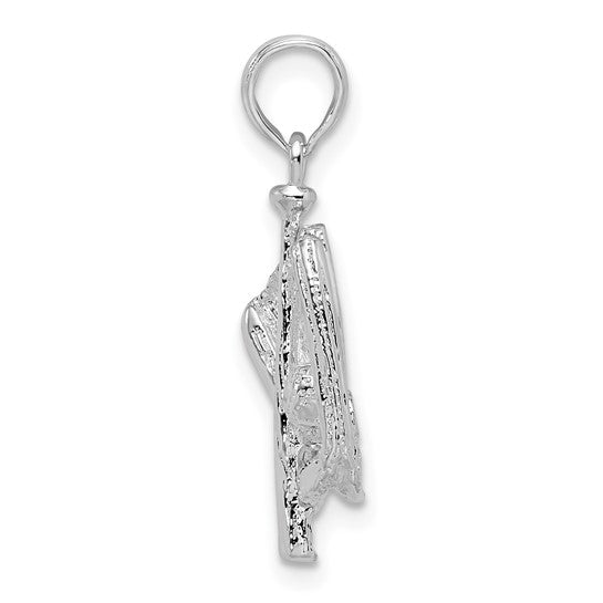 Sterling Silver 3D Bat & Glove Softball Baseball Pendant
