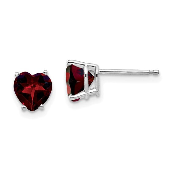 14K White/Yellow Gold 1.5 Carat Heart Cut Natural Garnet Stud Earrings