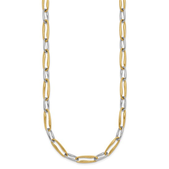 14K Yellow/White Gold Two Tone Alternating Link Paperclip Chain