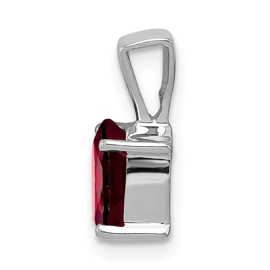Sterling Silver 1.3 Carat Oval Solitaire Natural Garnet Pendant