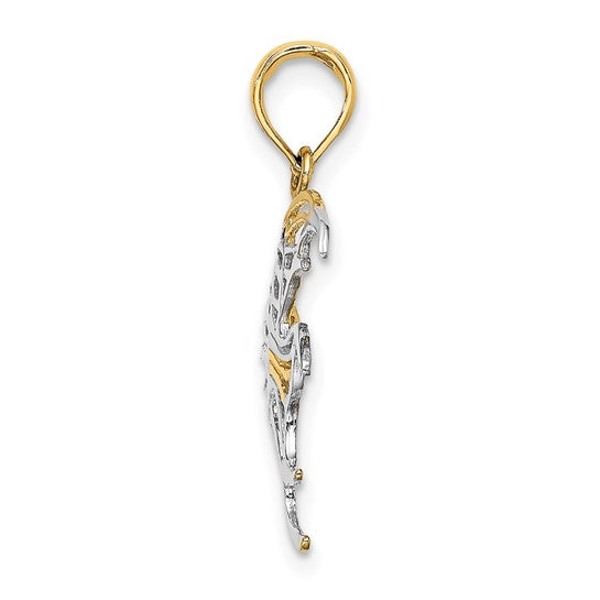 10K Yellow/White Gold Two Tone Angel Fish Charm