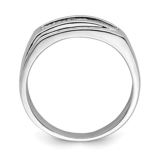 White Gold Filled Sterling Silver 5 Diamond Men's Band