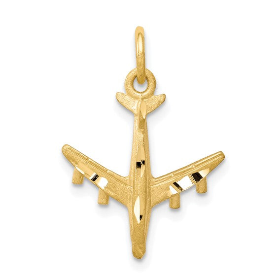 10K White/Yellow Gold Pilot 3D Airplane Pendant