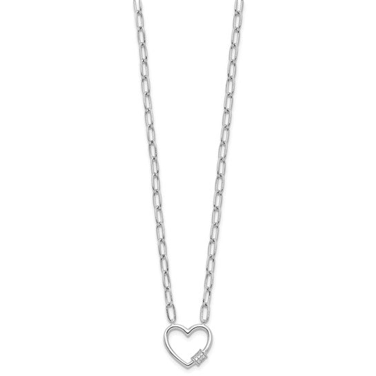 White/Rose Gold Filled Sterling Silver Heart Crystal Accent Necklace