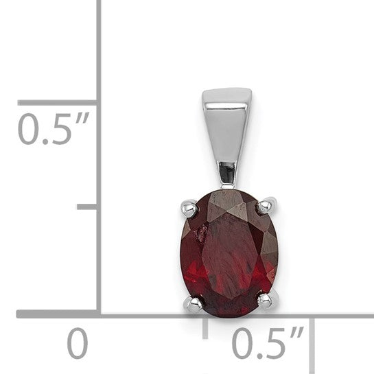 Sterling Silver 1.3 Carat Oval Solitaire Natural Garnet Pendant