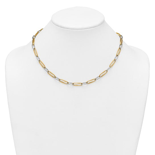 14K Yellow/White Gold Two Tone Alternating Link Paperclip Chain