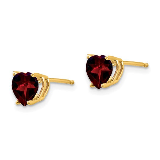 14K White/Yellow Gold 1.5 Carat Heart Cut Natural Garnet Stud Earrings
