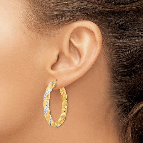 Yellow Gold Filled Sterling Silver Twisted Hoop Earrings