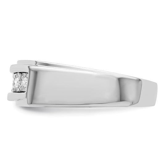 White Gold Filled Sterling Silver 5 Diamond Men's Band