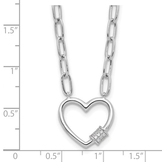 White/Rose Gold Filled Sterling Silver Heart Crystal Accent Necklace