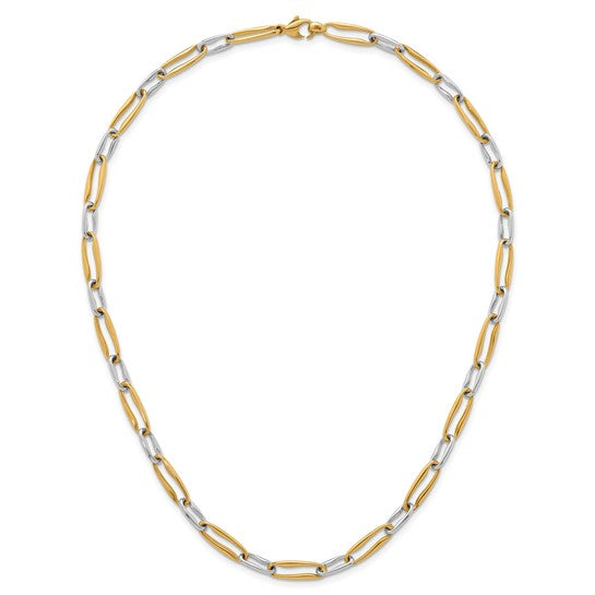 14K Yellow/White Gold Two Tone Alternating Link Paperclip Chain