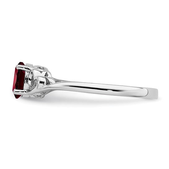 Sterling Silver Double Heart Cut Out Natural Garnet Ring
