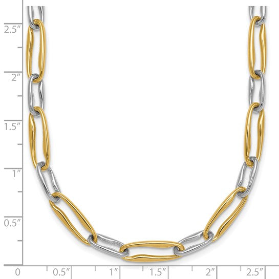 14K Yellow/White Gold Two Tone Alternating Link Paperclip Chain