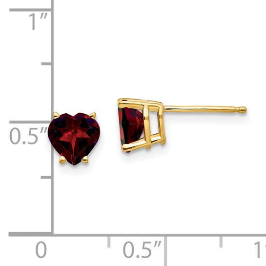 14K White/Yellow Gold 1.5 Carat Heart Cut Natural Garnet Stud Earrings