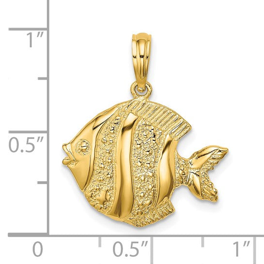 14K Yellow Gold Butterfly Fish Pendant