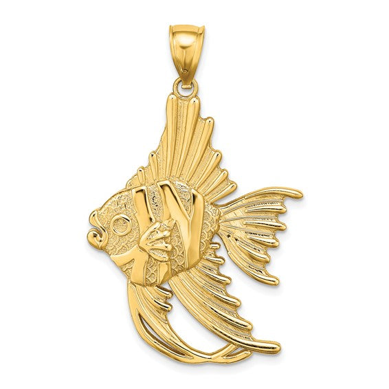 14K Yellow Gold Angel Fish Pendant