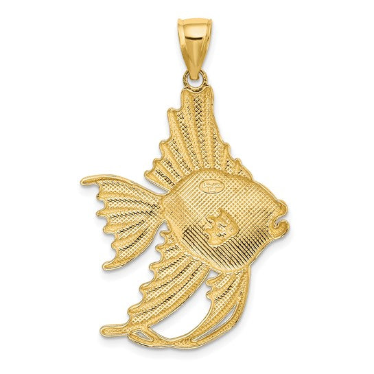 14K Yellow Gold Angel Fish Pendant