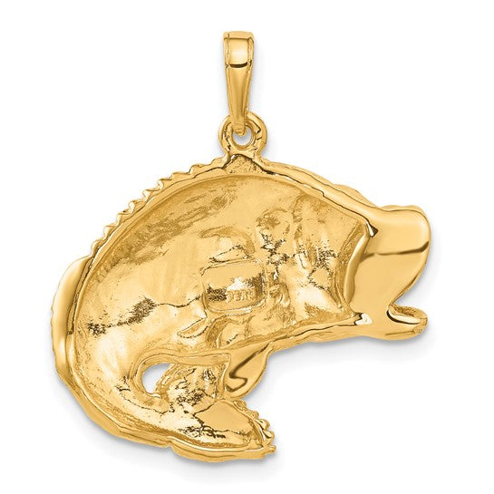 10K Yellow Gold Bass Fish Pendant