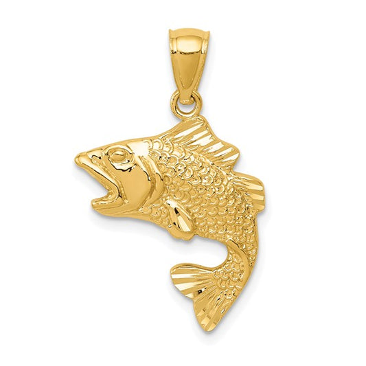 10K Yellow Gold Bash Fishing Pendant
