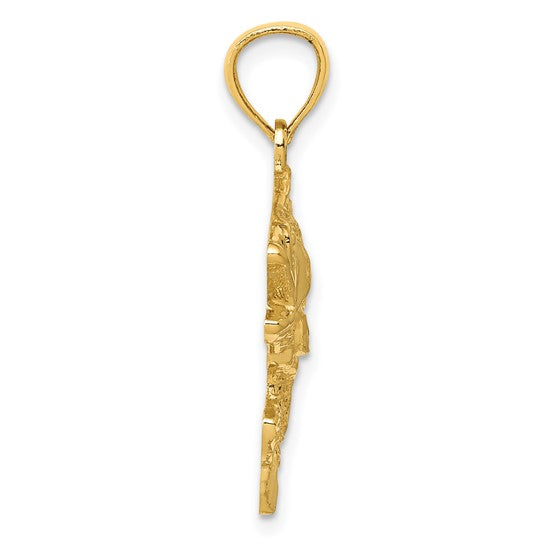 10K Yellow Gold Bash Fishing Pendant