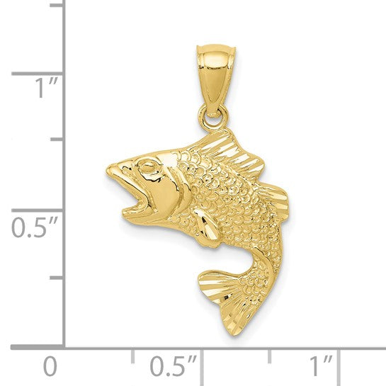 10K Yellow Gold Bash Fishing Pendant
