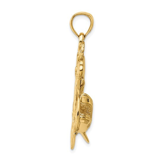 10K Yellow Gold Shark Anchor Cross Pendant