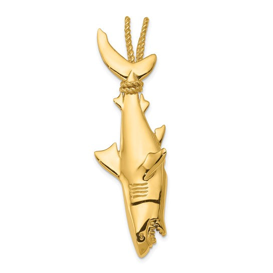 14K Yellow Gold Hanging Rope Shark Pendant