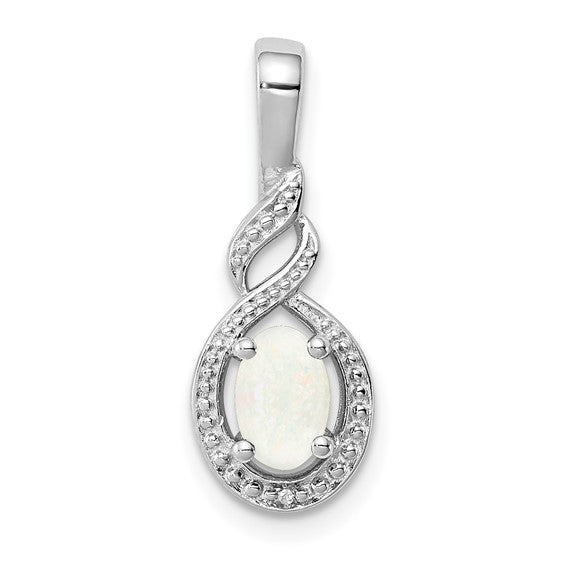Sterling Silver White Gold Plated Natural Diamond & Lab Created Opal Wedding Earrings