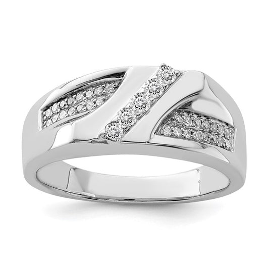 White Gold Filled Sterling Silver Diamond Accent Men's Ring