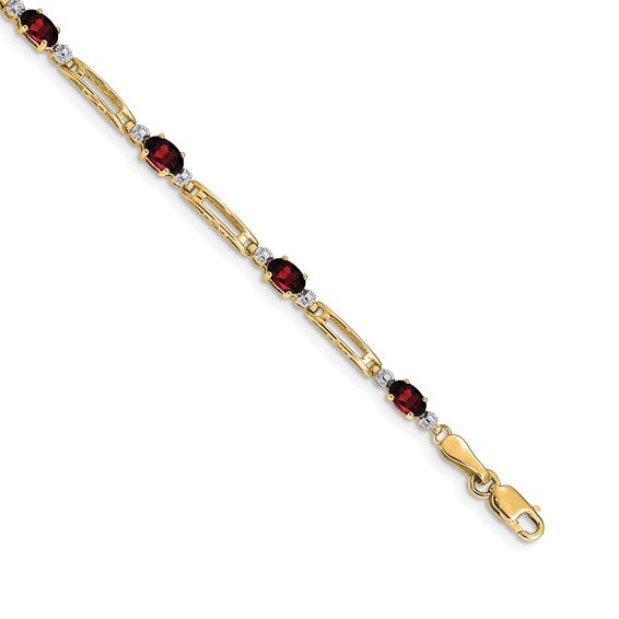 10K Yellow/White Gold Natural Garnet Link Bracelet