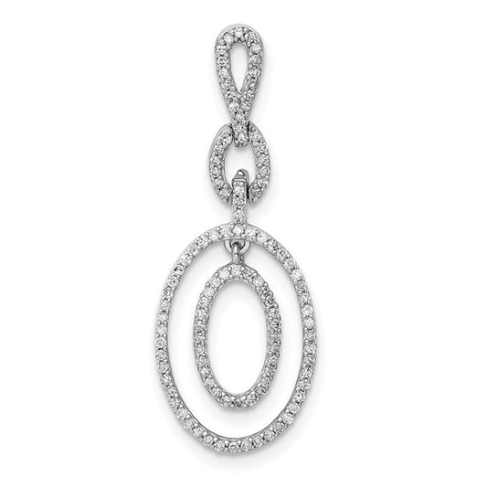 White Gold Filled Sterling Silver Double Circle Diamond Pendant
