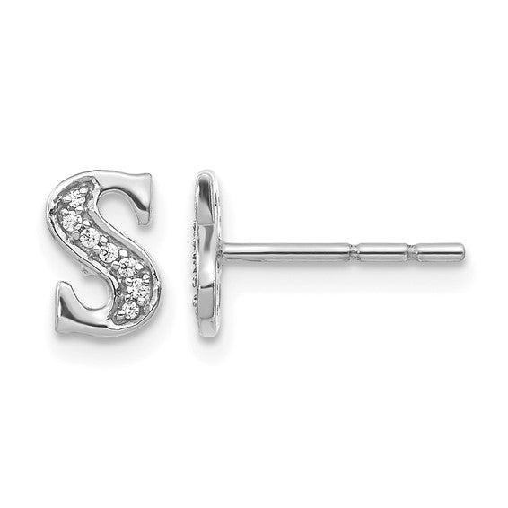 14K White/Yellow Gold Diamond Accent Initial Letters Earrings