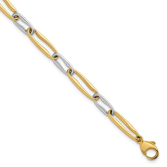 14K Yellow/White Gold Two Tone Paperclip Bracelet