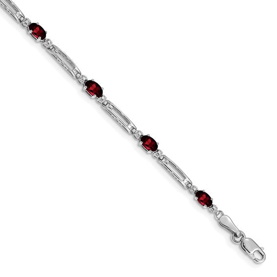 10K Yellow/White Gold Natural Garnet Link Bracelet