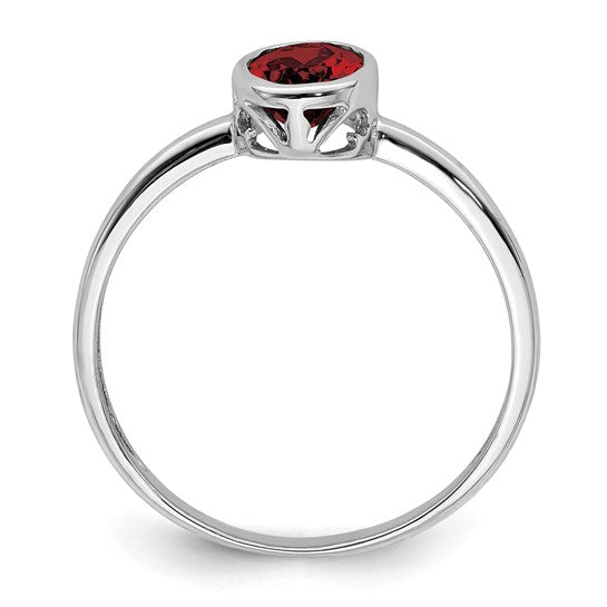 Sterling Silver Oval Bezel Natural Garnet Ring