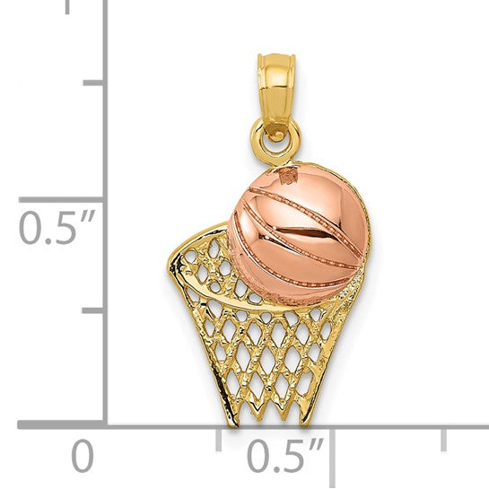 10K/14K Yellow/Rose Gold Two Tone Basketball Hoop