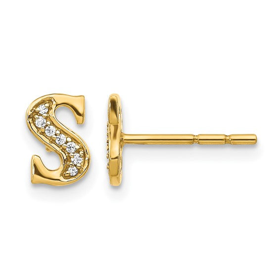 14K White/Yellow Gold Diamond Accent Initial Letters Earrings